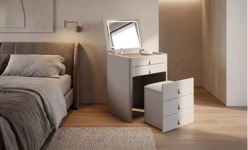 Măsuță Toaletă T658-4 Gri cu 3 culori LED și Oglindă