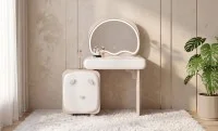 Măsuță Toaletă T661-4 Albă / Roz cu 3 culori LED și Oglindă