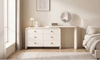 Măsuță Toaletă T663-6 Albă Extensibilă cu 3 culori LED și Oglindă