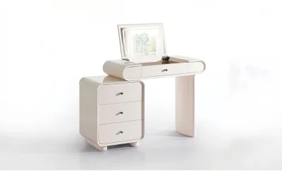 Măsuță Toaletă T669-3 Albă Extensibilă cu 3 culori LED și Oglindă