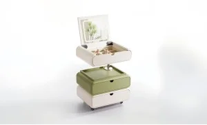 Măsuță Toaletă Ajustabilă pe Înălțime T680-3 Albă / Verde Extensibilă cu 3 culori LED și Oglindă Reglabilă