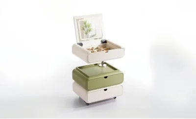 Măsuță Toaletă Ajustabilă pe Înălțime T680-3 Albă / Verde Extensibilă cu 3 culori LED și Oglindă Reglabilă