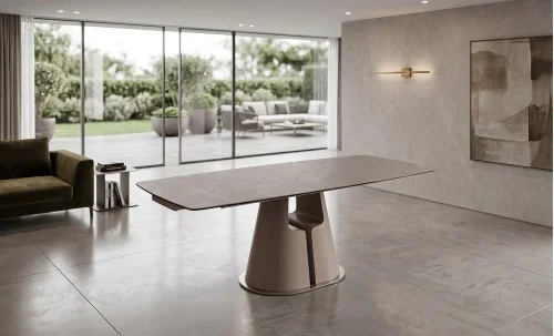 Masă Living Extensibilă Blat Ceramic Bej CT132