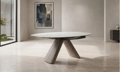 Masă Living Extensibilă Blat Ceramic Alb CT134