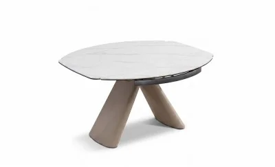 Masă Living Extensibilă Blat Ceramic Alb CT134