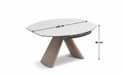 Masă Living Extensibilă Blat Ceramic Alb CT134