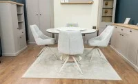 Set Masă Living Extensibilă CT163 Blat Ceramic Alb cu 4 Scaune DCM0108CS Gri Deschis 7