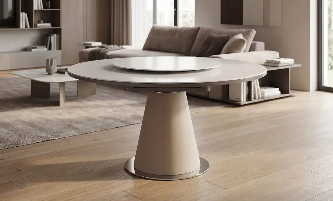 Masă Living Extensibilă CT163 cu Blat Ceramic Alb 2