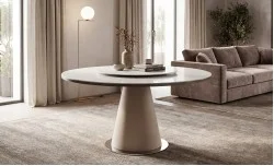 Masă Living Extensibilă CT163 cu Blat Ceramic Alb