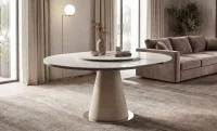 Masă Living Extensibilă CT163 cu Blat Ceramic Alb 1