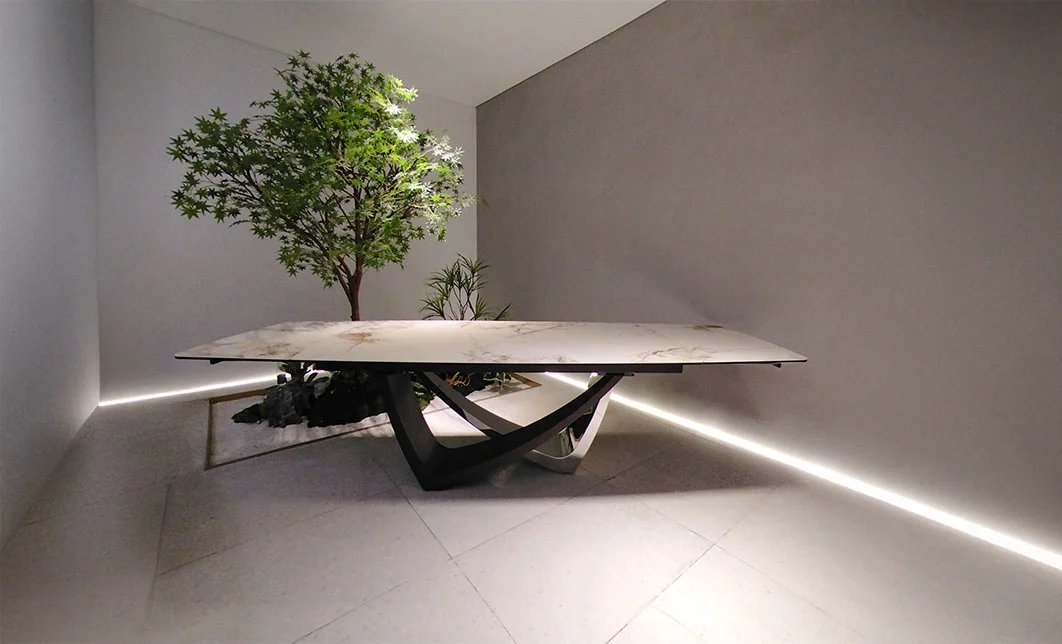 Masa Living Extensibila Blat Ceramic Alb Marmura CT230 2