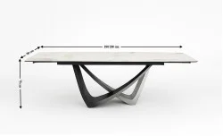 Masa Living Extensibila Blat Ceramic Alb Marmura CT230