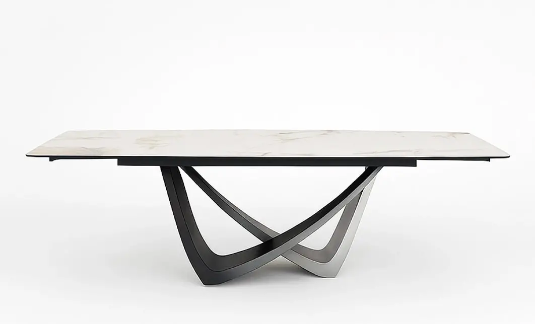 Masa Living Extensibila Blat Ceramic Alb Marmura CT230