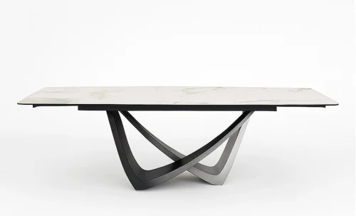 Masa Living Extensibila Blat Ceramic Alb Marmura CT230