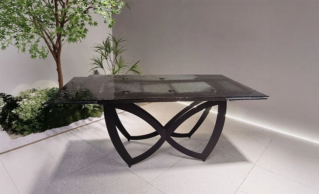 Masa Living Extensibila Blat Sticla Securizata Negru CT241 2