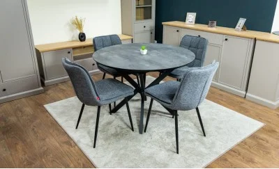 Set Masă Living Extensibilă Dobok Gri cu 4 Scaune DCM2001AF Gri