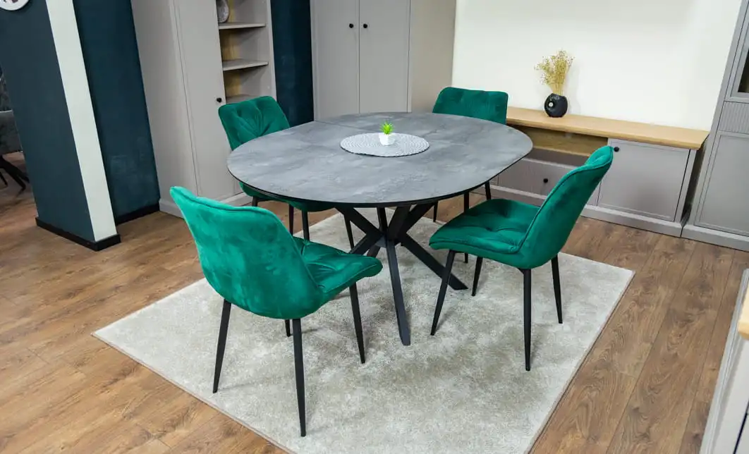 Set Masă Living Extensibilă Dobok Gri cu 4 Scaune KJC0357 Verzi 10