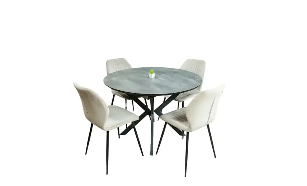 Set Masă Living Extensibilă Dobok Gri cu 4 Scaune KJC104 Bej 1