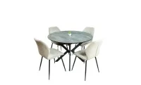 Set Masă Living Extensibilă Dobok Gri cu 4 Scaune KJC104 Bej 1