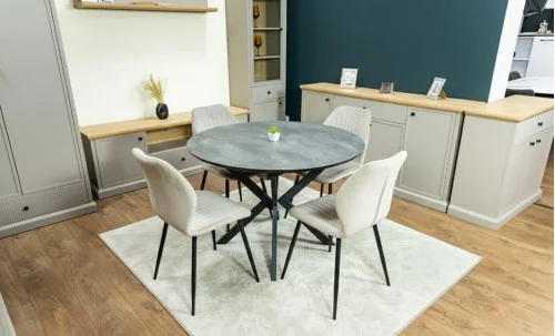 Set Masă Living Extensibilă Dobok Gri cu 4 Scaune KJC104 Bej