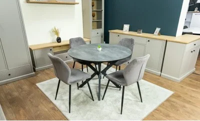 Set Masă Living Extensibilă Dobok Gri cu 4 Scaune KJC104 Gri