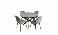 Set Masă Living Extensibilă Dobok Gri cu 4 Scaune KJC104 Gri