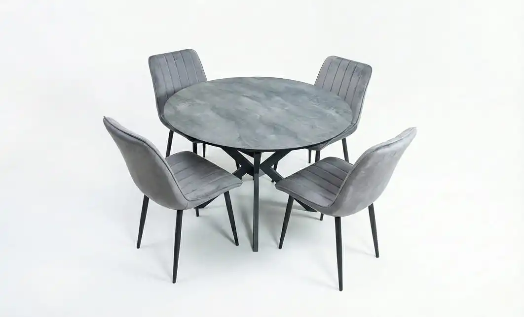 Set Masă Living Extensibilă Dobok Gri cu 4 Scaune KJC176 Gri 1