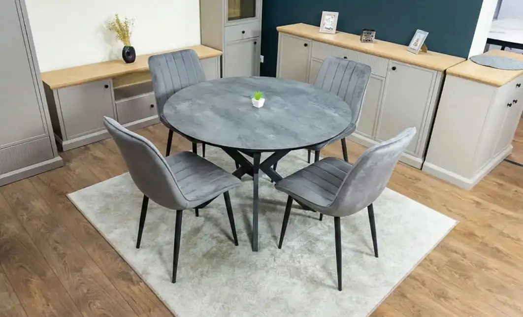 Set Masă Living Extensibilă Dobok Gri cu 4 Scaune KJC176 Gri