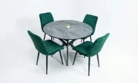 Set Masă Living Extensibilă Dobok Gri cu 4 Scaune KJC176 Verzi 1