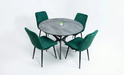 Set Masă Living Extensibilă Dobok Gri cu 4 Scaune KJC176 Verzi