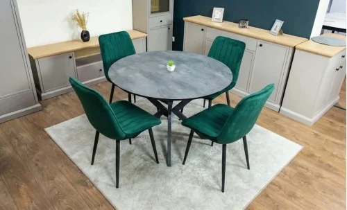 Set Masă Living Extensibilă Dobok Gri cu 4 Scaune KJC176 Verzi