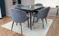 Set Masă Living Extensibilă DTM0101 Blat Ceramic Gri cu 4 Scaune DCM0102CF Gri 3