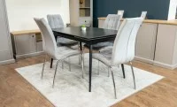 Set Masă Living Extensibilă DTM0101 Blat Ceramic Gri cu 4 Scaune Tapițate F630 Gri 3