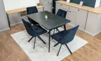 Set Masă Living Extensibilă DTM0101 Blat Ceramic Gri cu 4 Scaune Rotative KJC356 Negre 2