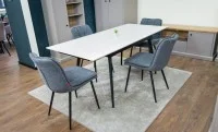 Set Masă Living Extensibilă DTM0101CS Bej cu 4 Scaune DCM2001AF Gri 4