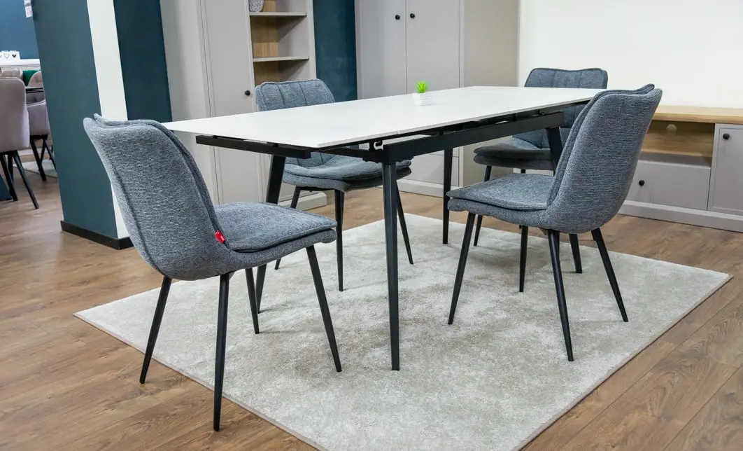 Set Masă Living Extensibilă DTM0101CS Bej cu 4 Scaune DCM2001AF Gri 5