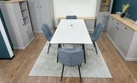 Set Masă Living Extensibilă DTM0101CS Bej cu 4 Scaune DCM2001AF Gri