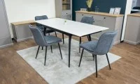 Set Masă Living Extensibilă DTM0101CS Bej cu 4 Scaune DCM2001AF Gri