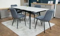 Set Masă Living Extensibilă DTM0101CS Bej cu 4 Scaune DCM2001AF Gri
