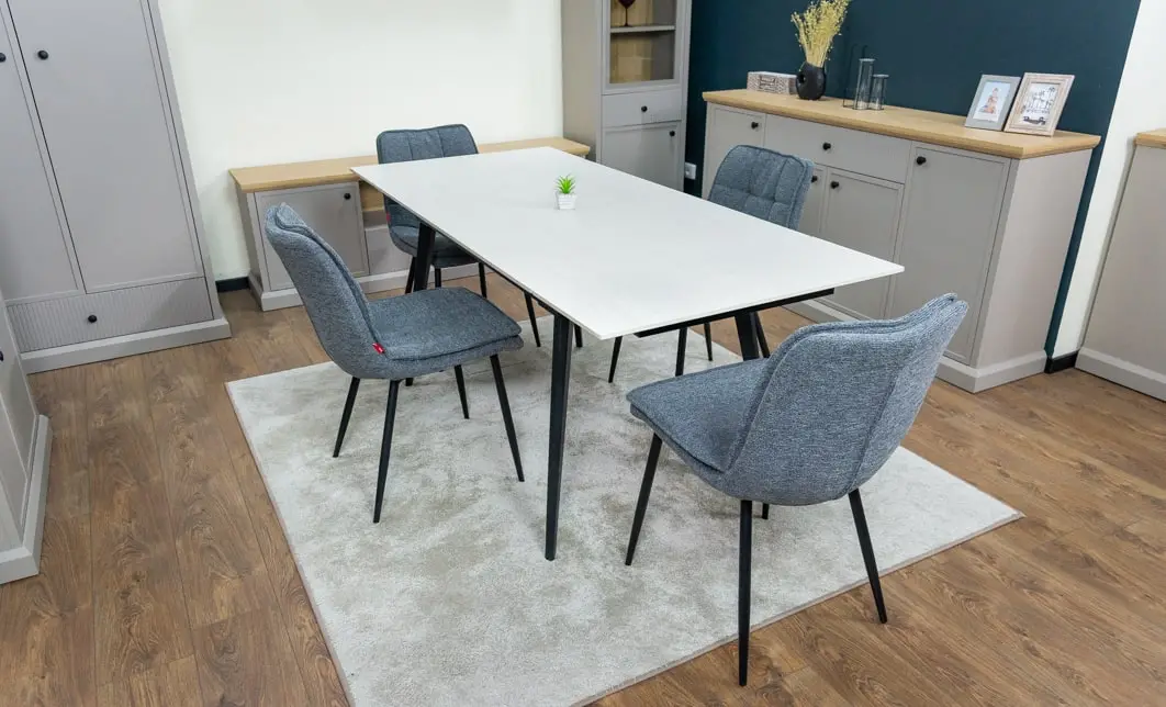 Set Masă Living Extensibilă DTM0101CS Bej cu 4 Scaune DCM2001AF Gri 10