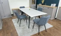 Set Masă Living Extensibilă DTM0101CS Bej cu 4 Scaune DCM2001AF Gri 10