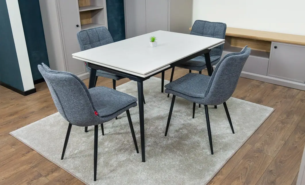 Set Masă Living Extensibilă DTM0101CS Bej cu 4 Scaune DCM2001AF Gri 9
