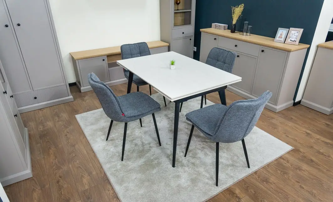 Set Masă Living Extensibilă DTM0101CS Bej cu 4 Scaune DCM2001AF Gri 6