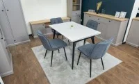 Set Masă Living Extensibilă DTM0101CS Bej cu 4 Scaune DCM2001AF Gri 6