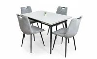 Set Masă Living Extensibilă DTM0101 CS Bej cu 4 Scaune KJC0358 Gri 2