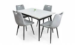 Set Masă Living Extensibilă DTM0101 CS Bej cu 4 Scaune KJC0358 Gri