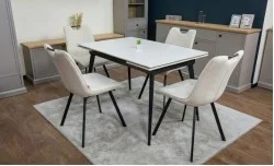 Set Masă Living Extensibilă DTM0101 CS Bej cu 4 Scaune KJC0358 Bej