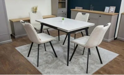 Set Masă Living Extensibilă DTM0101 CS Bej cu 4 Scaune KJC0358 Bej