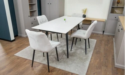 Set Masă Living Extensibilă DTM0101CS Bej cu 4 Scaune KJC0357 Bej