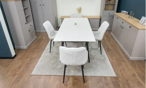 Set Masă Living Extensibilă DTM0101CS Bej cu 4 Scaune KJC0357 Bej